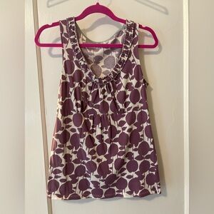 Boden Purple Leaf Print Top, Size 4US, 8UK